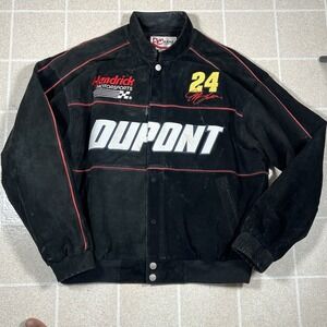 Dupont Jeff‎ Gordon Leather Jacket Mens Large #24 Suede Racing Chase Authentics